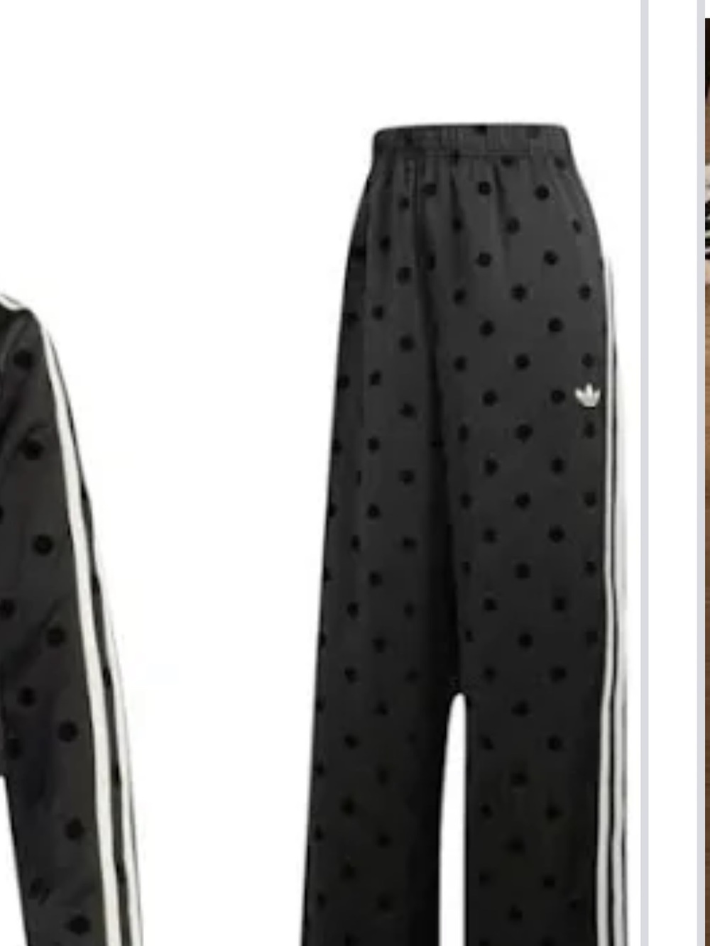 adidas Black Polka Dot Track Jacket with White Stripes - Picture 3 of 3